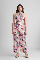 STACIA CO-ORD SET WITH HALTER TOP AND STRAIGHT PANTS IN PRINTED VISCOSE - Sunday Story