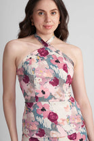 STACIA CO-ORD SET WITH HALTER TOP AND STRAIGHT PANTS IN PRINTED VISCOSE - Sunday Story