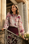 STACIA PRINTED SATIN SHIRT WITH LACE DETAIL AND STATEMENT BUTTONS - Sunday Story