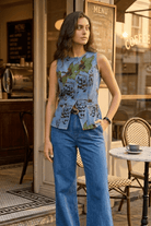 SUNNY PRINTED COTTON DENIM VEST - Sunday Story
