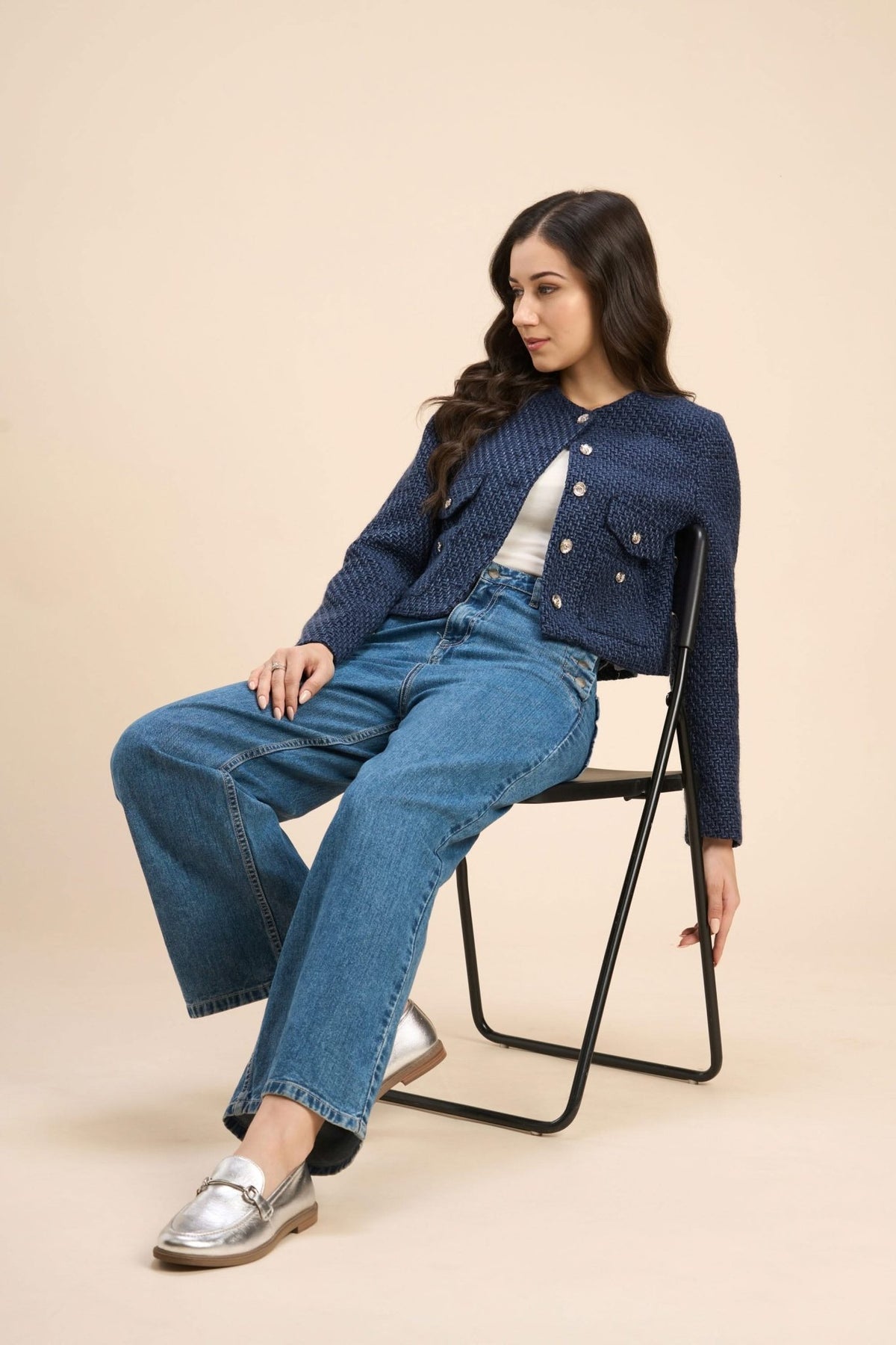 TAMMY CROPPED TWEED JACKET WITH DOUBLE POCKET DETAIL - Sunday Story