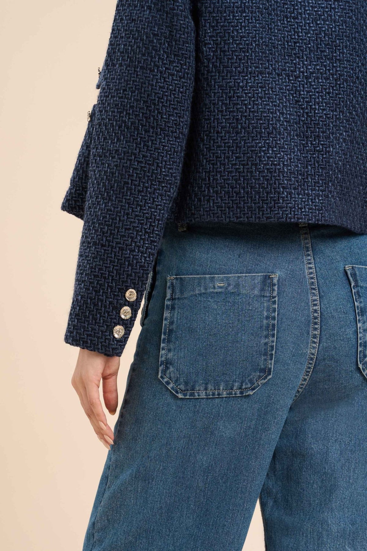 TAMMY CROPPED TWEED JACKET WITH DOUBLE POCKET DETAIL - Sunday Story