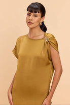 VIOLET ASSYMETRIC NECKLINE COLUMN MIDI DRESS - Sunday Story