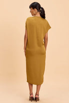 VIOLET ASSYMETRIC NECKLINE COLUMN MIDI DRESS - Sunday Story
