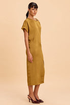 VIOLET ASSYMETRIC NECKLINE COLUMN MIDI DRESS - Sunday Story