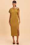 VIOLET ASSYMETRIC NECKLINE COLUMN MIDI DRESS - Sunday Story