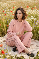 ESTER SWEAT CO-ORD IN A FLUID JERSEY WITH CONTRAST DETAILS - Sunday Story