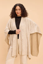 WINNY LACE JACQUARD FRONT OPEN KNITTED CAPE - Sunday Story