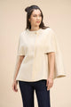 WINNY SUPERIOR WOOL-BLEND CAPE JACKET WITH GOLD BUTTON CLOSURE