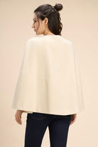 WINNY SUPERIOR WOOL-BLEND CAPE JACKET WITH GOLD BUTTON CLOSURE - Sunday Story