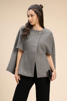 WINNY SUPERIOR WOOL-BLEND CAPE JACKET WITH GOLD BUTTON CLOSURE - Sunday Story