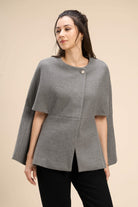 WINNY SUPERIOR WOOL-BLEND CAPE JACKET WITH GOLD BUTTON CLOSURE - Sunday Story