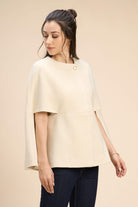 WINNY SUPERIOR WOOL-BLEND CAPE JACKET WITH GOLD BUTTON CLOSURE - Sunday Story