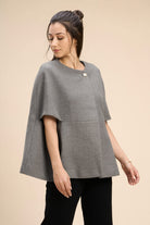 WINNY SUPERIOR WOOL-BLEND CAPE JACKET WITH GOLD BUTTON CLOSURE - Sunday Story