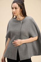 WINNY SUPERIOR WOOL-BLEND CAPE JACKET WITH GOLD BUTTON CLOSURE - Sunday Story