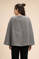 WINNY SUPERIOR WOOL-BLEND CAPE JACKET WITH GOLD BUTTON CLOSURE - Sunday Story